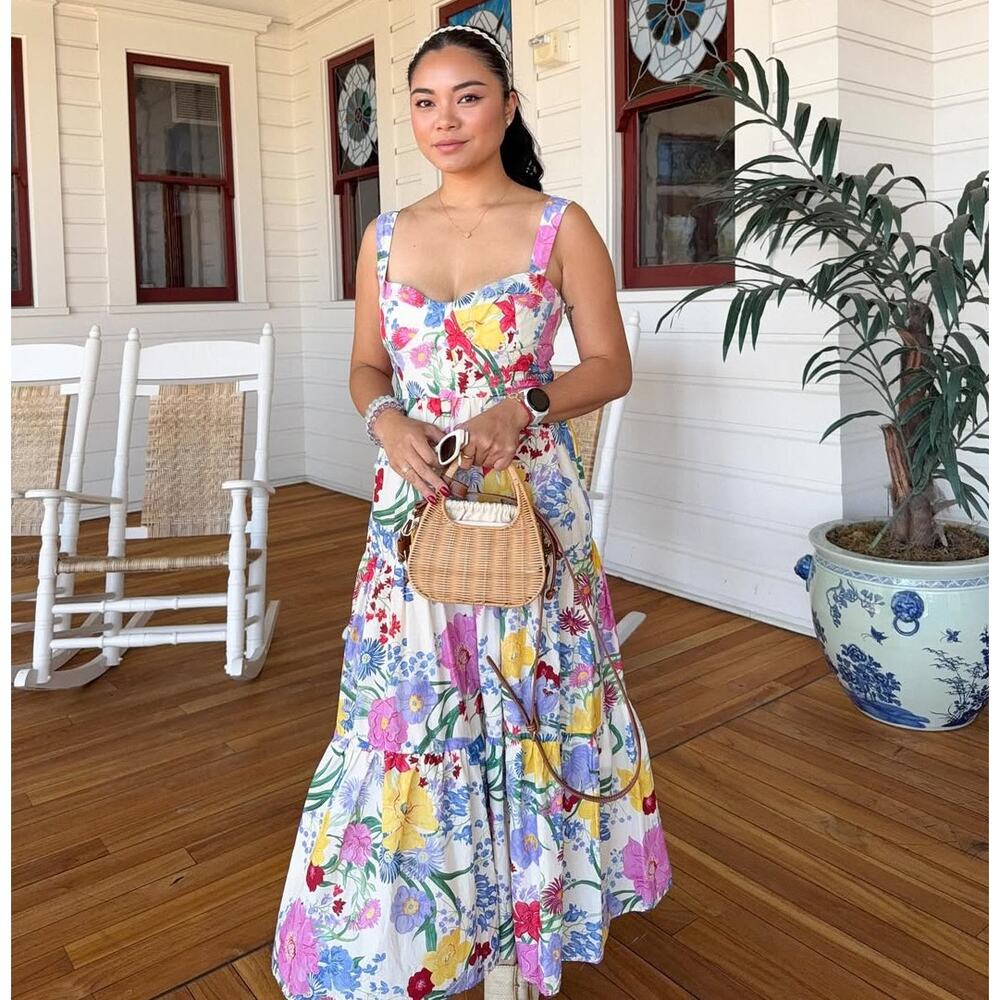Zara NWT Floral Cotton Midi Dress Sold Out Blogger Favorite Vacation M L - Picture 14 of 16